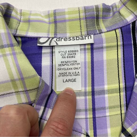 Dress Barn Blazer SZ L Purple Green 3/4 Sleeves Plaid Office Wear Vintage Light - Picture 8 of 10